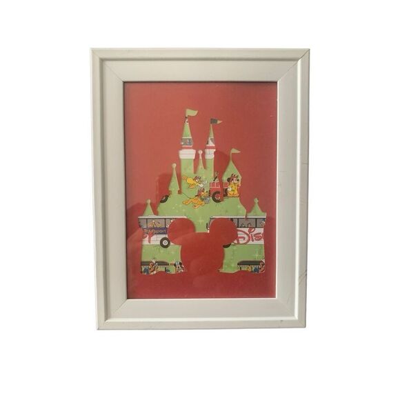 New Disney Castle Framed Silouette Mickey Minnie Goofy Americana - Picture 4 of 11